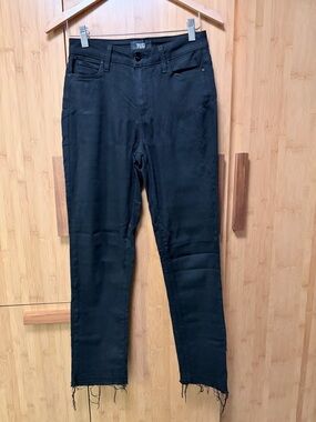 PAIGE raw hem pure black Cindy jeans